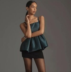 Anthropologie Mare Peplum Sleeveless Top Blouse Size XL NEW NWT Emerald Green